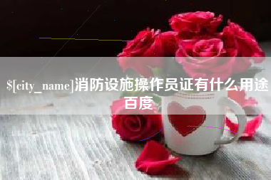 海安消防设施操作员证有什么用途百度