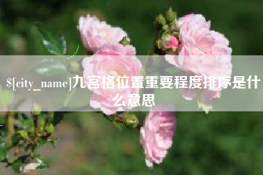 海安九宫格位置重要程度排序是什么意思