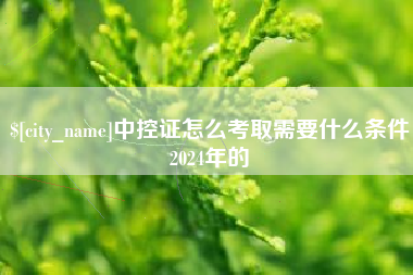海安中控证怎么考取需要什么条件2024年的
